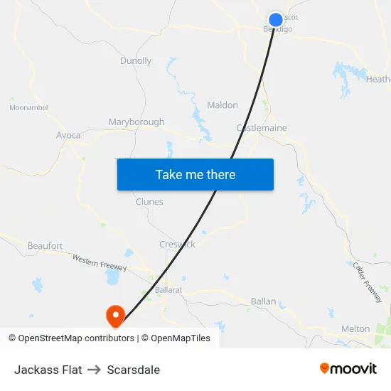 Jackass Flat to Scarsdale map