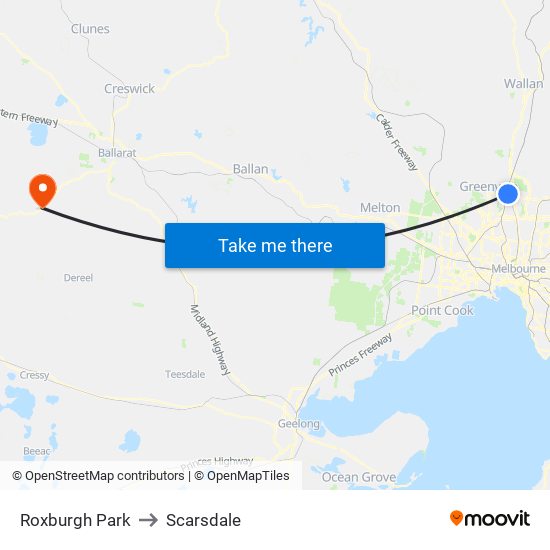 Roxburgh Park to Scarsdale map