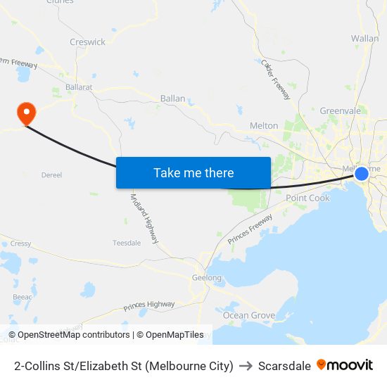 2-Collins St/Elizabeth St (Melbourne City) to Scarsdale map