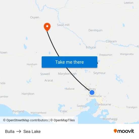 Bulla to Sea Lake map