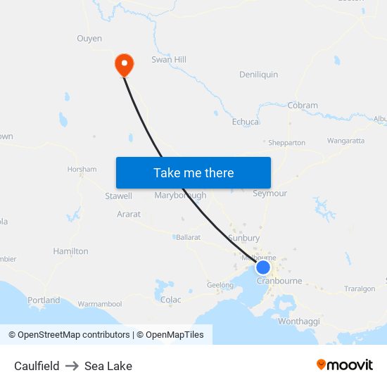 Caulfield to Sea Lake map