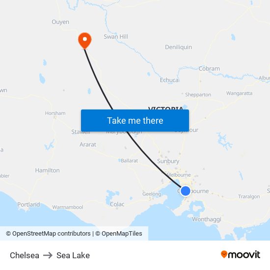 Chelsea to Sea Lake map