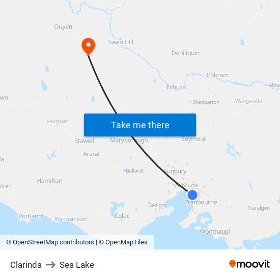 Clarinda to Sea Lake map