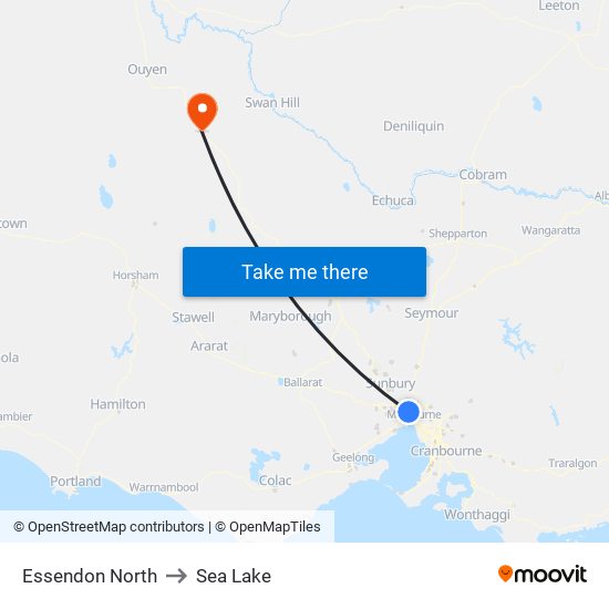 Essendon North to Sea Lake map