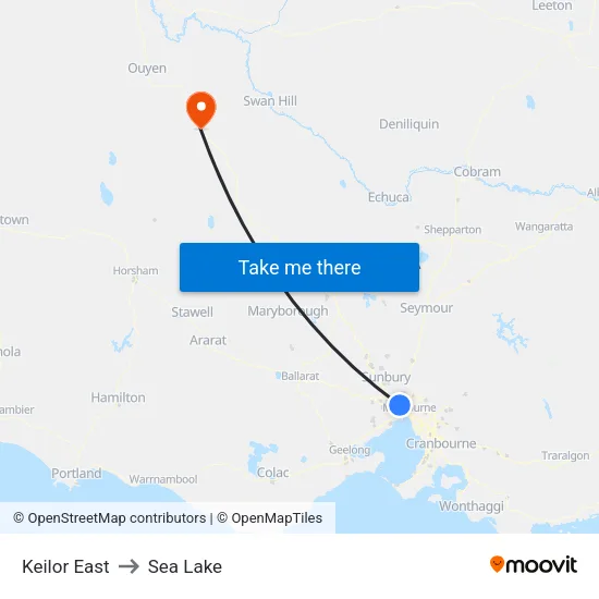 Keilor East to Sea Lake map