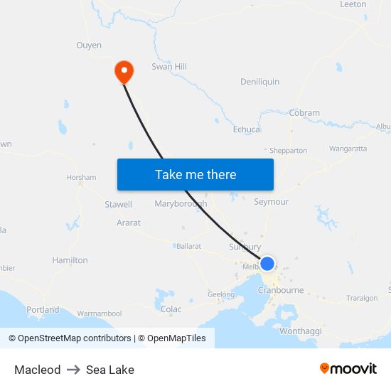 Macleod to Sea Lake map