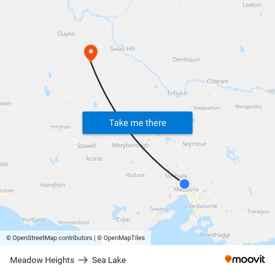 Meadow Heights to Sea Lake map