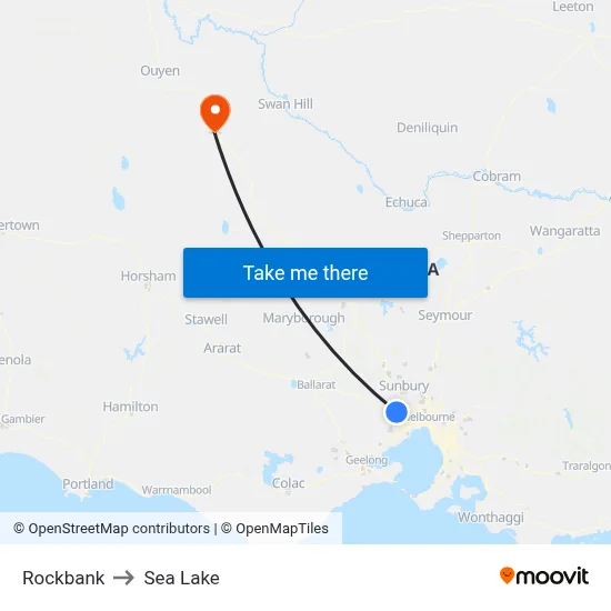 Rockbank to Sea Lake map
