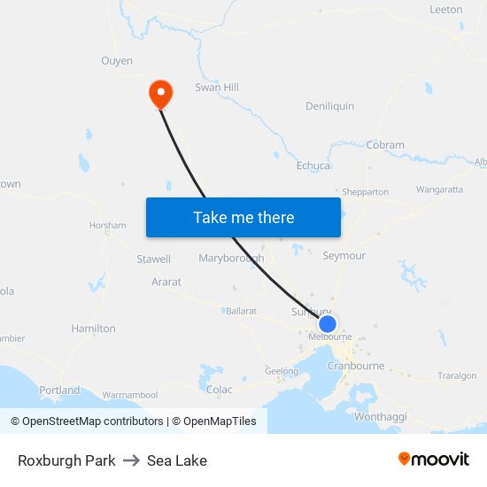 Roxburgh Park to Sea Lake map