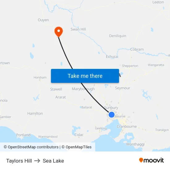 Taylors Hill to Sea Lake map