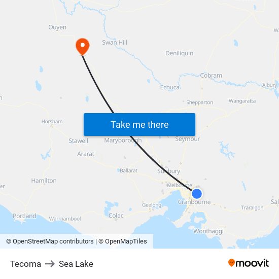 Tecoma to Sea Lake map