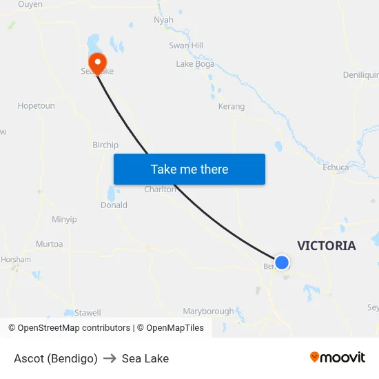 Ascot (Bendigo) to Sea Lake map