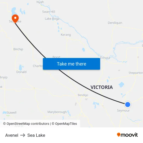 Avenel to Sea Lake map
