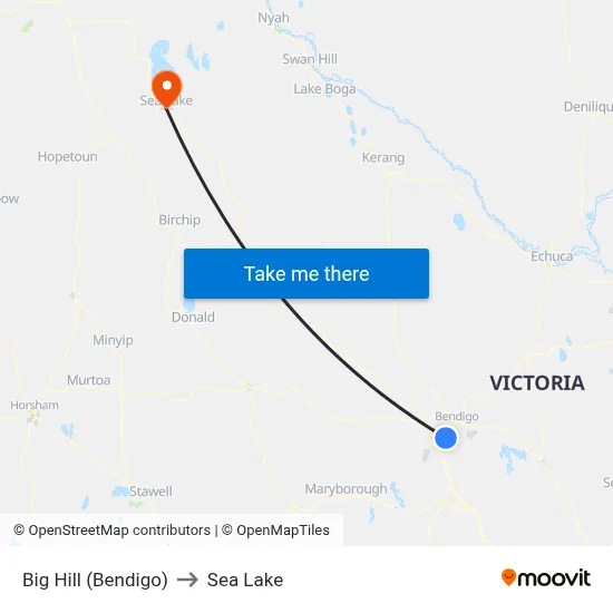 Big Hill (Bendigo) to Sea Lake map