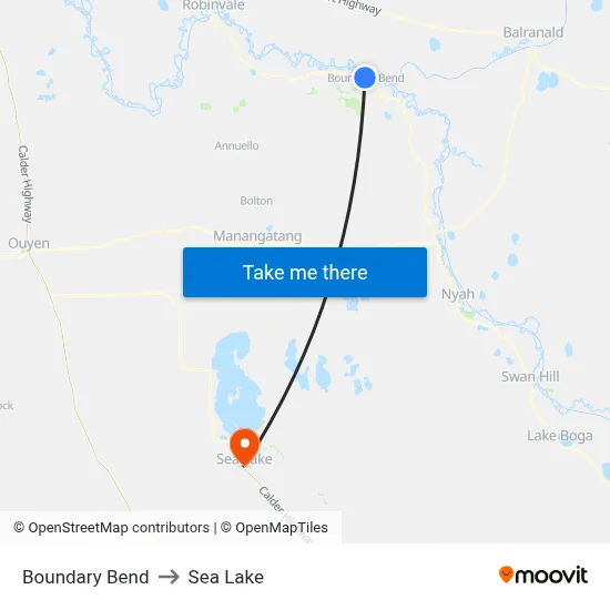 Boundary Bend to Sea Lake map
