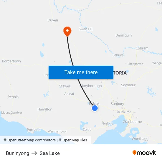 Buninyong to Sea Lake map