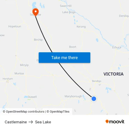 Castlemaine to Sea Lake map