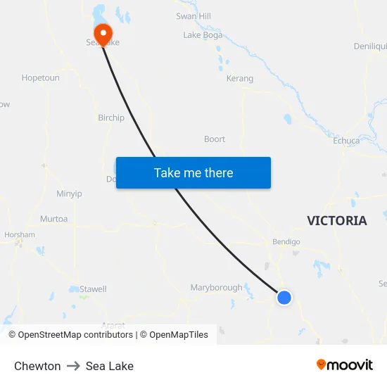 Chewton to Sea Lake map