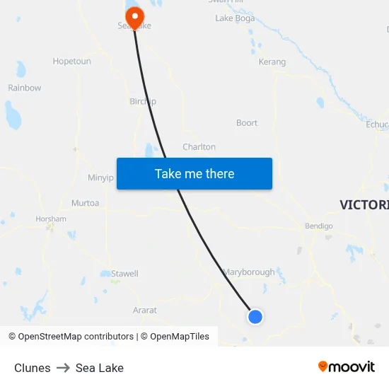 Clunes to Sea Lake map