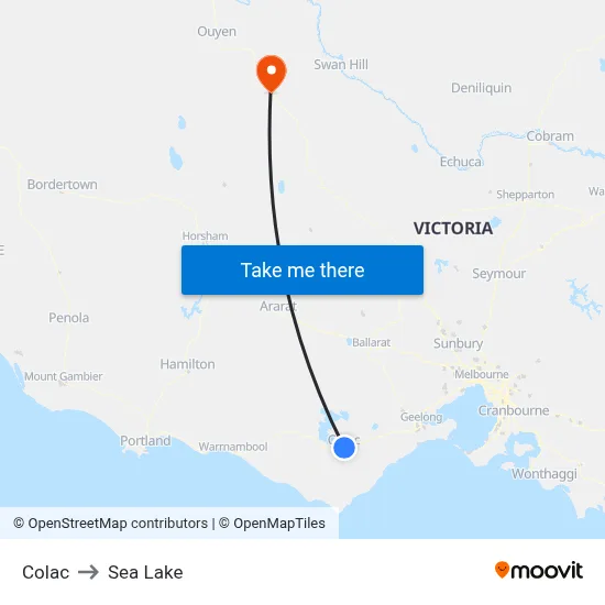 Colac to Sea Lake map