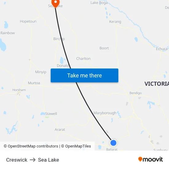 Creswick to Sea Lake map