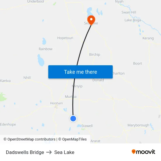 Dadswells Bridge to Sea Lake map