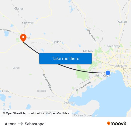 Altona to Sebastopol map