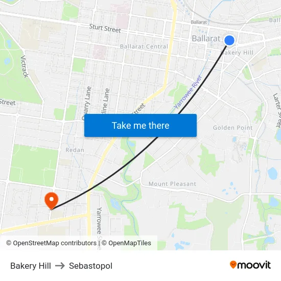 Bakery Hill to Sebastopol map