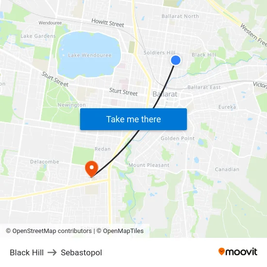Black Hill to Sebastopol map