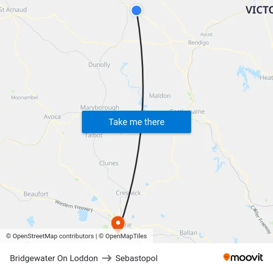 Bridgewater On Loddon to Sebastopol map