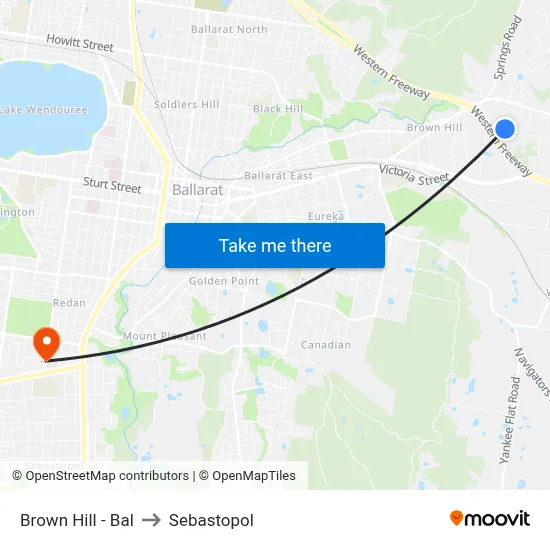 Brown Hill - Bal to Sebastopol map