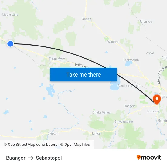 Buangor to Sebastopol map