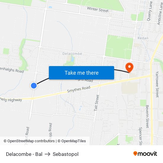 Delacombe - Bal to Sebastopol map