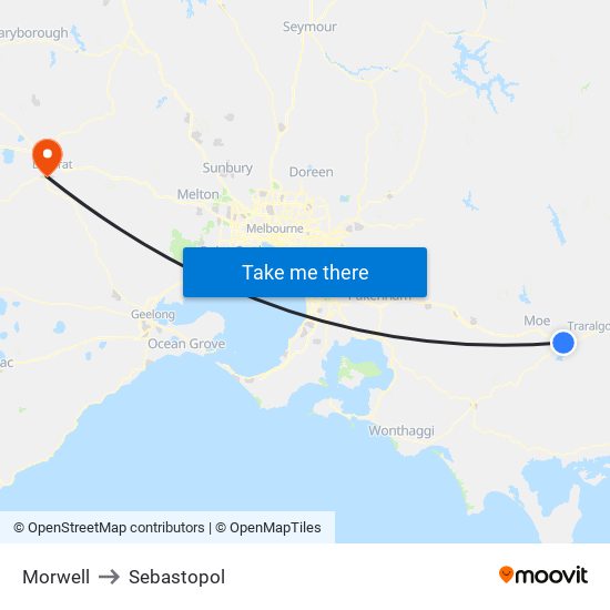 Morwell to Sebastopol map