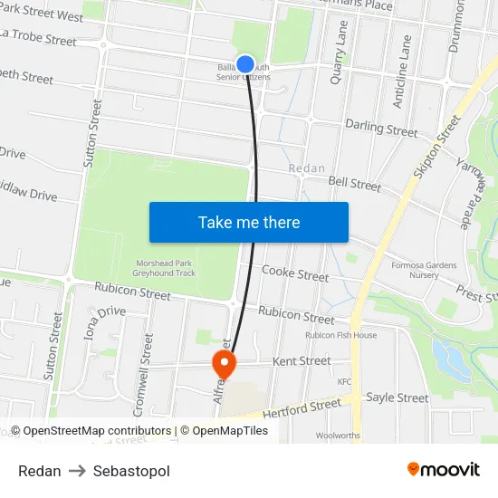 Redan to Sebastopol map