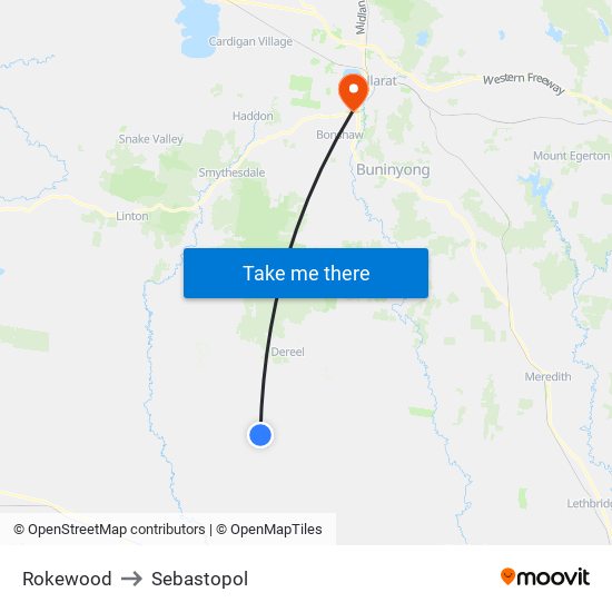 Rokewood to Sebastopol map