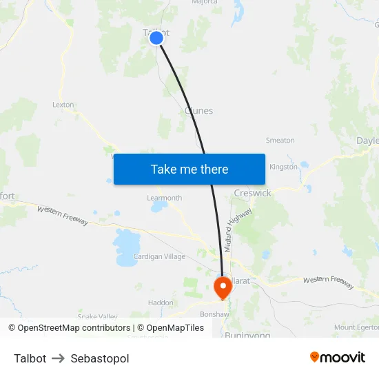 Talbot to Sebastopol map