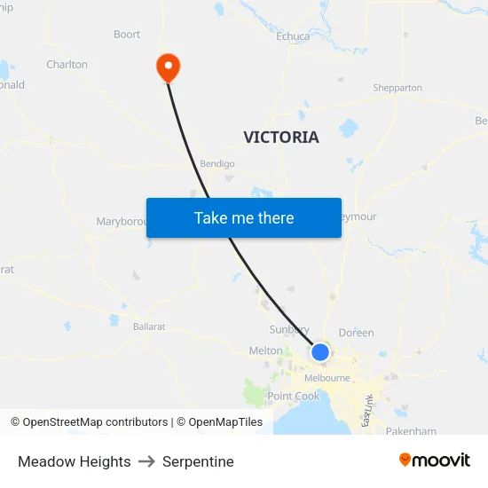 Meadow Heights to Serpentine map