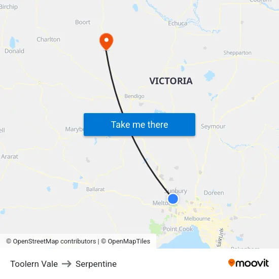 Toolern Vale to Serpentine map