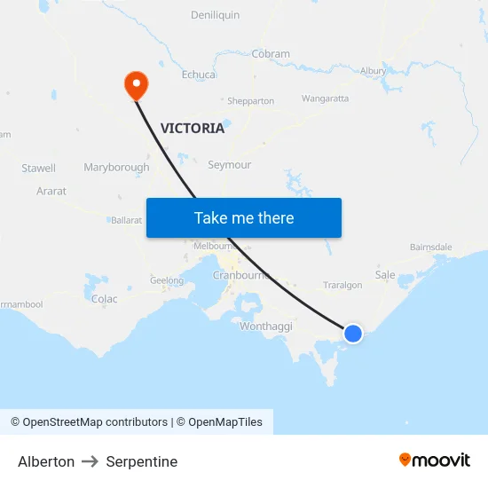 Alberton to Serpentine map