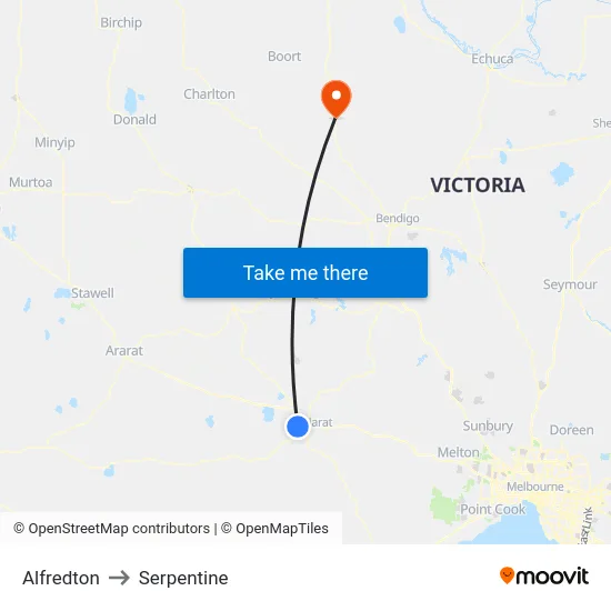 Alfredton to Serpentine map