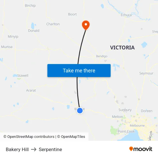 Bakery Hill to Serpentine map
