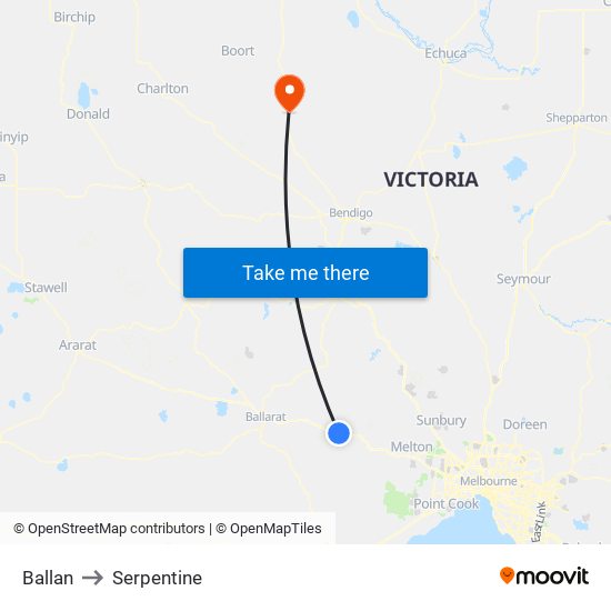 Ballan to Serpentine map