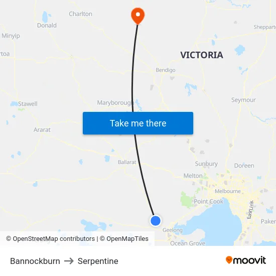 Bannockburn to Serpentine map