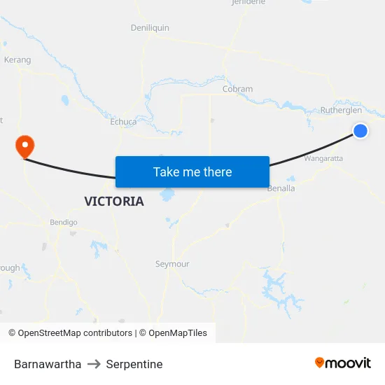 Barnawartha to Serpentine map