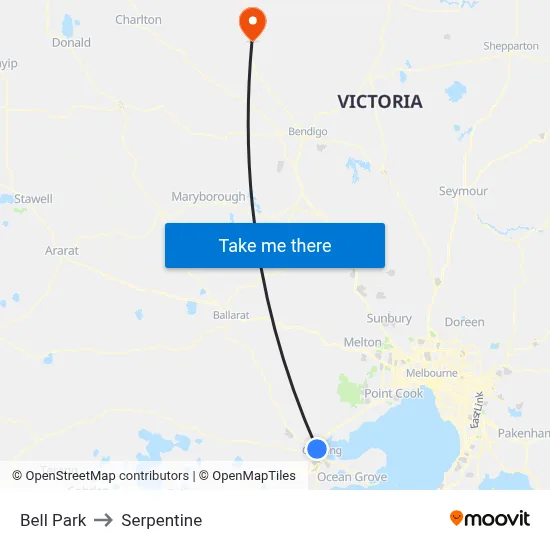 Bell Park to Serpentine map