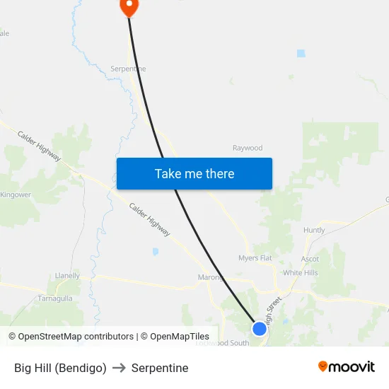 Big Hill (Bendigo) to Serpentine map