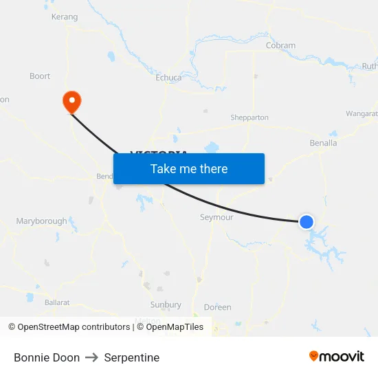 Bonnie Doon to Serpentine map