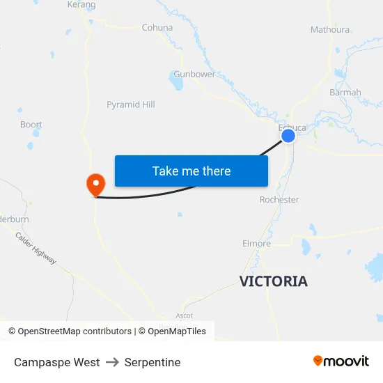 Campaspe West to Serpentine map