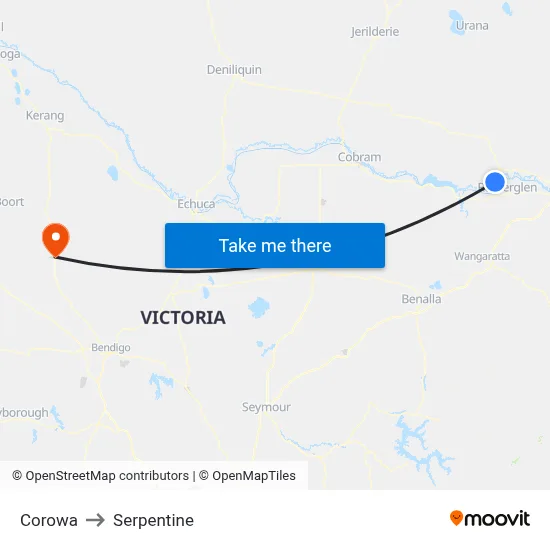 Corowa to Serpentine map